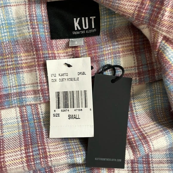 NWT KUT Shaket  Button Down Dusty Rose Blue Colors Size S Pockets - Picture 7 of 8
